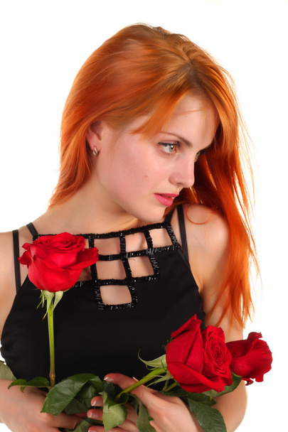 Beautiful girl with roses - Fotoğraf, Görsel