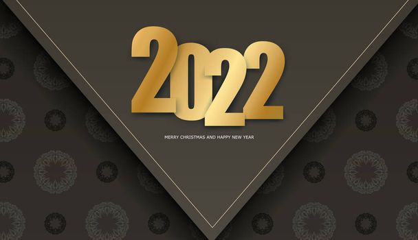 Šablona pozdrav brožura 2022 šťastný nový rok hnědá barva abstraktní světlý vzor - Vektor, obrázek