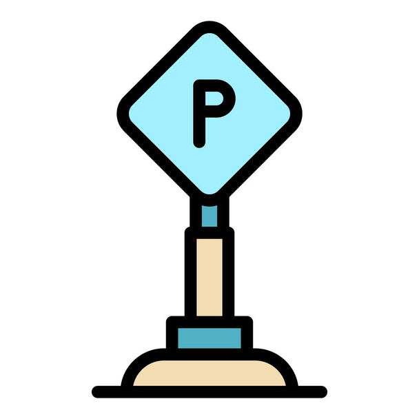 Parking pillar icon color outline vector - Vettoriali, immagini