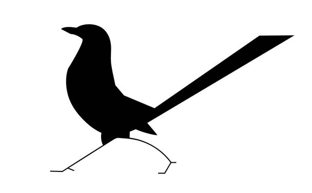 Silhueta de um magpie ambulante, imagem vetorial em um fundo branco - Vetor, Imagem