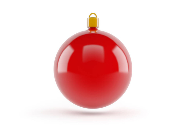 Punainen joulupallo eristetty taustalta - Valokuva, kuva