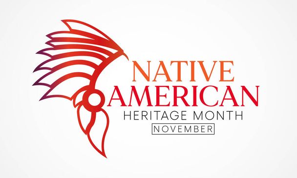 Měsíc domorodého amerického dědictví je každoročně v listopadu pozorován, aby byly uznány úspěchy a příspěvky původních Američanů. Vektorová ilustrace - Vektor, obrázek