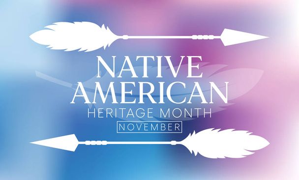 El mes de la herencia nativa americana se observa cada año en noviembre, para reconocer los logros y contribuciones de los nativos americanos. Ilustración vectorial - Vector, Imagen