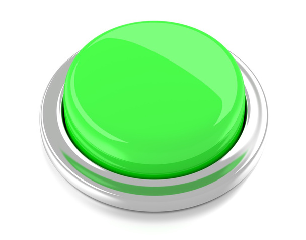 Blank green push button. 3d illustration. Isolated background. - Photo, Image