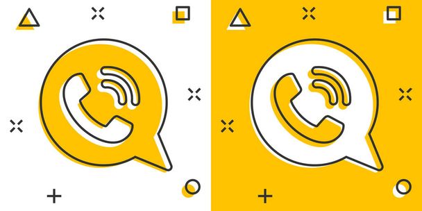 Mobile phone icon in comic style. Telephone talk cartoon vector illustration on white isolated background. Hotline contact splash effect business concept. - Vector, Image