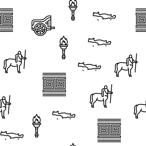 Ancient Greece Mythology History Vector Seamless Pattern - Vector, Image