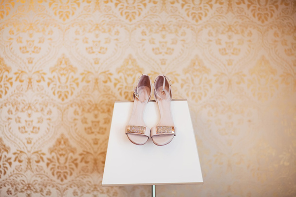 gold bridal shoes  - Photo, Image
