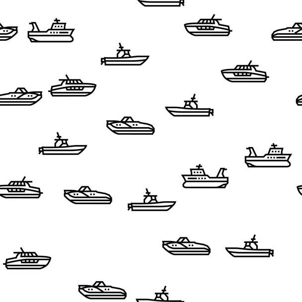 Boat Water Transportation Types Vector Seamless Pattern - Vector, imagen