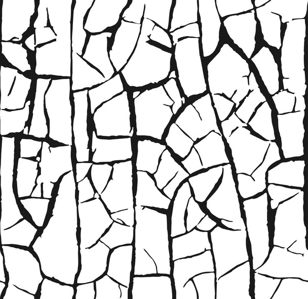 Cracks texture, seamless linear pattern. Stylish texture with repeating randomly lines.Grunge texture, consisting of fine cracks on the dry clay earth surface. Vector background - Vector, Image