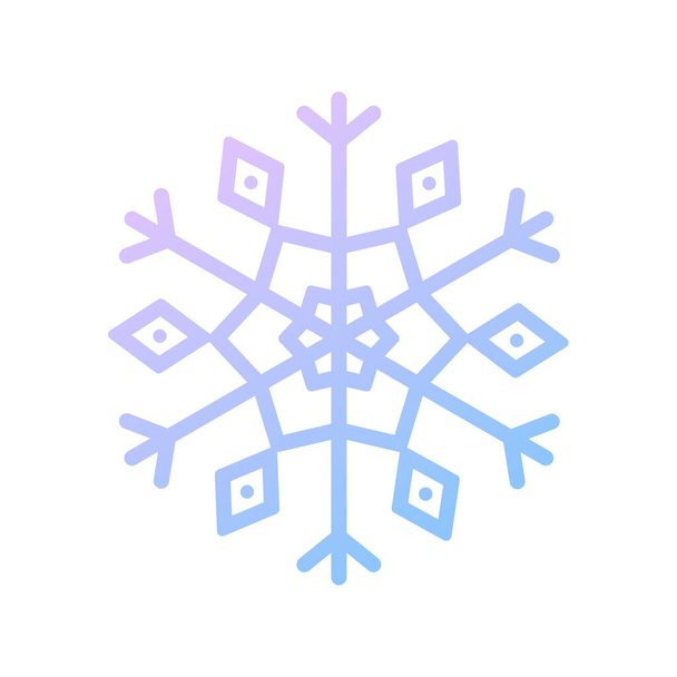 Fiocco di neve blu gradiente. Icona logo design. Simbolo invernale di cristallo di ghiaccio. Modello per il design invernale.  - Vettoriali, immagini
