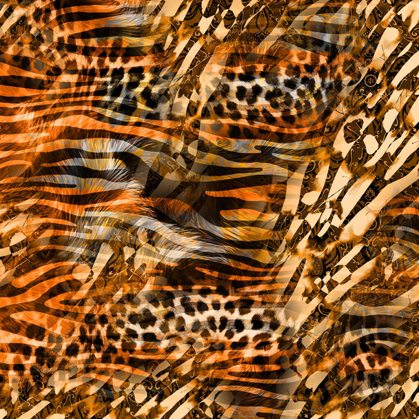 プリントパターンと鎖状のヒョウ柄 - 写真・画像