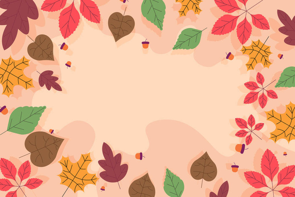 Autumn background with flat leaves. Vector illustration. - Vecteur, image
