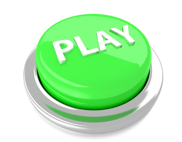 Jouez sur le bouton-poussoir vert. Illustration 3D. Contexte isolé
. - Photo, image