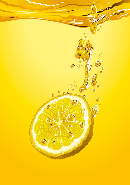 Lemon slice with bubbles - Vector, Image