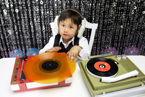 boy plays with records  - Photo, Image