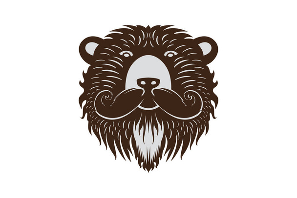 Bear head emblem or icon in black and white This is vector illustration - Vector, Image