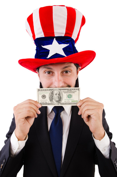 Homem com dólar americano e chapéu
 - Foto, Imagem
