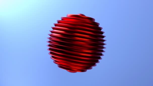 Esfera roja cambiando su forma - aislada sobre fondo azul. Animación 3D 4k (3840 x 2160 px).  - Metraje, vídeo