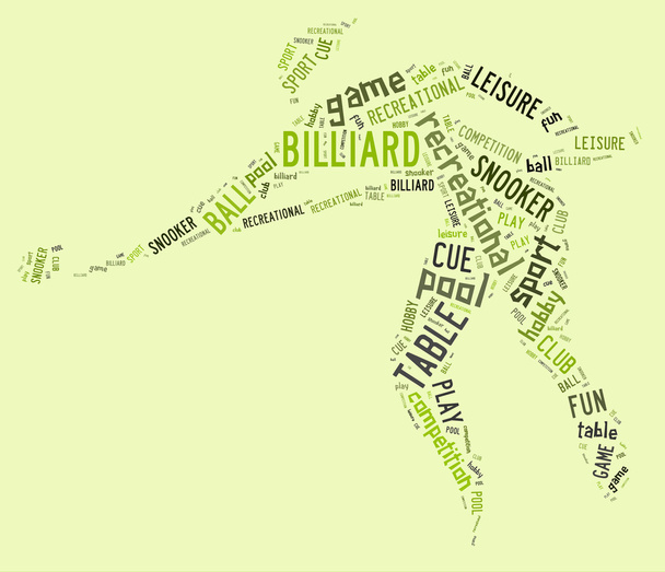 Billard-Piktogramm mit grünen Schriftzügen - Foto, Bild