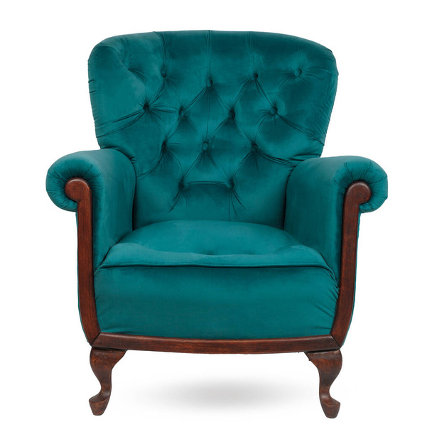 Elegant velour turquoise, isolated with clipping mask, front view. - Foto, afbeelding