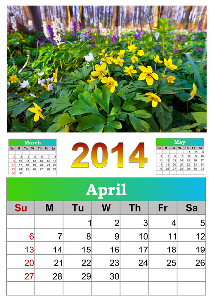Calendario 2014. Abril
.  - Foto, imagen