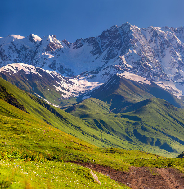 La principale crête caucasienne, la montagne Shkhara
.  - Photo, image