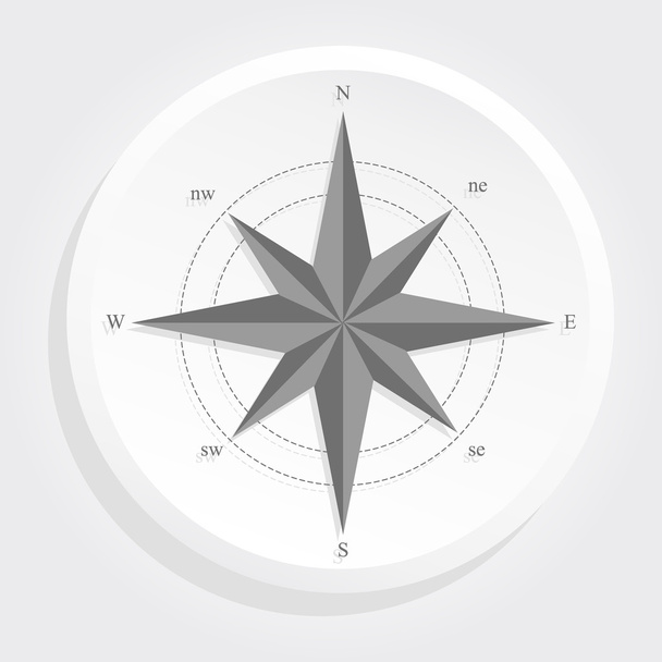 Black and white compass on a white circle - Vector, Image