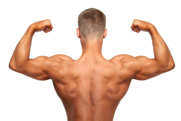 man showing double biceps - Foto, imagen