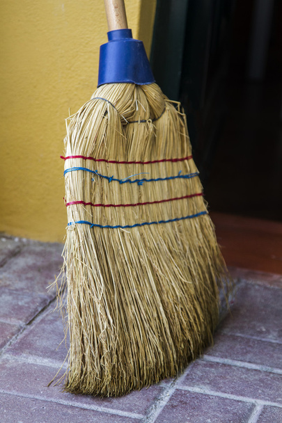 Household straw broom - Фото, изображение