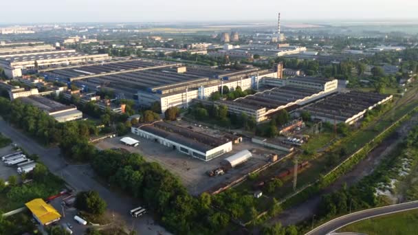 Aerial drone view flight over industrial zone on summer morning - Footage, Video