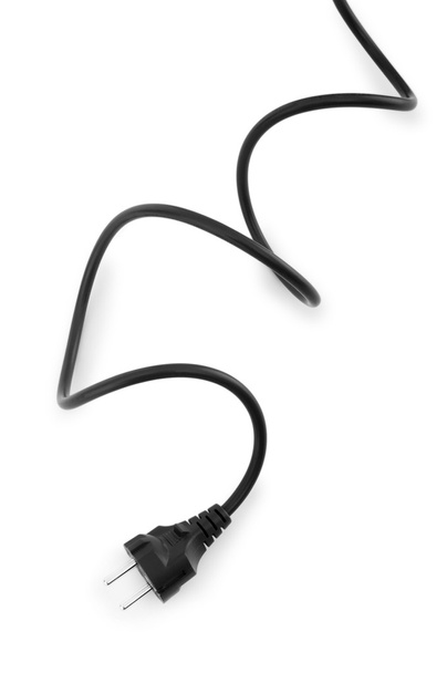 zwarte elektrische kabel, geïsoleerd op wit - Foto, afbeelding