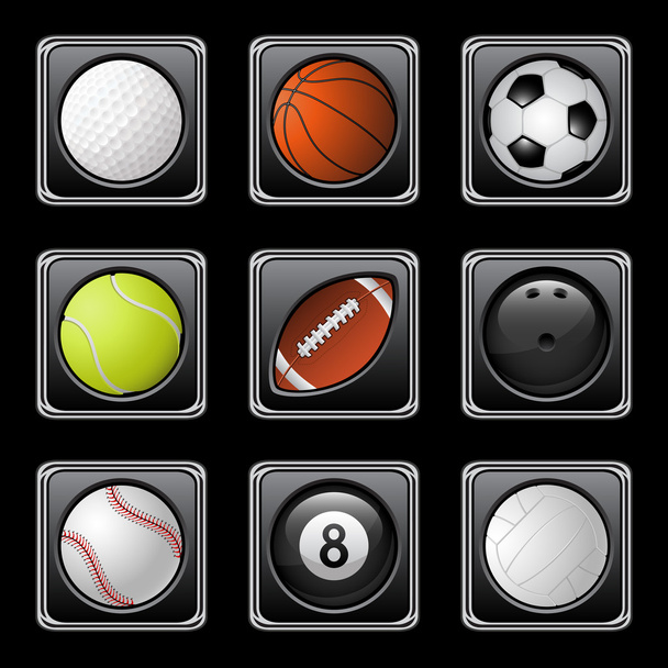 sport balls iconen - Vector, afbeelding