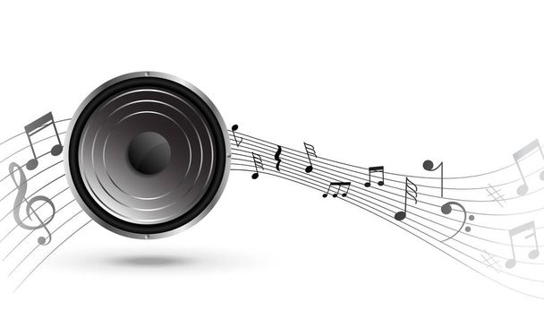 music speaker with sound pentagram wave background - Vector, Image