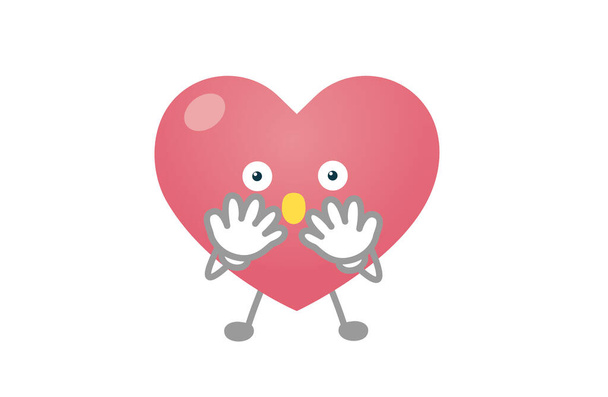 Vector illustration of heart character (surprised) - Vector, Image