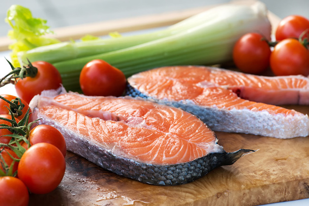 Raw salmon cutlet steaks - Photo, Image