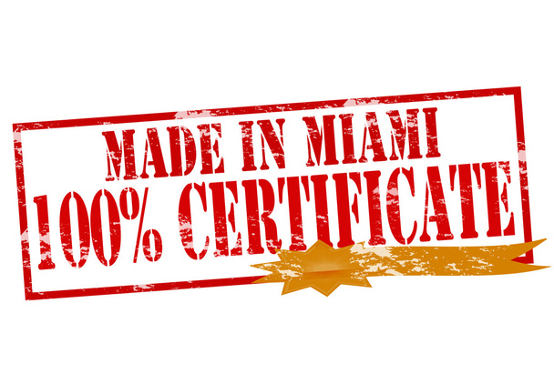 Miami yüzde yüz sertifikada yapılan - Vektör, Görsel