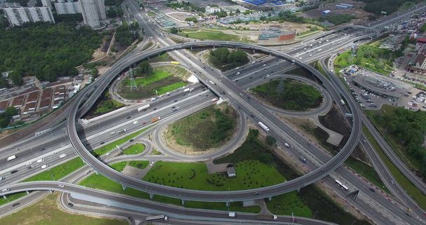 Aerial view of transport interchanges with roundabout traffic - Photo, Image