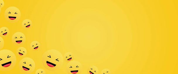 Emoticons or happy smiley faces in yellow empty space background. - Фото, изображение