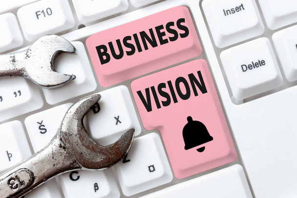 Kirjoitetaan tekstiä Business Vision. Business yleiskatsaus kasvattaa liiketoimintaa tulevaisuudessa perustuu tavoitteisiisi Luominen New Programming Guidebook, Kirjoittaminen Ohjelma Lähdekoodit - Valokuva, kuva