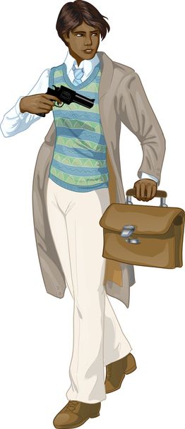 afroamerican ретро хлопчик з гармати мультиплікаційний персонаж - Вектор, зображення