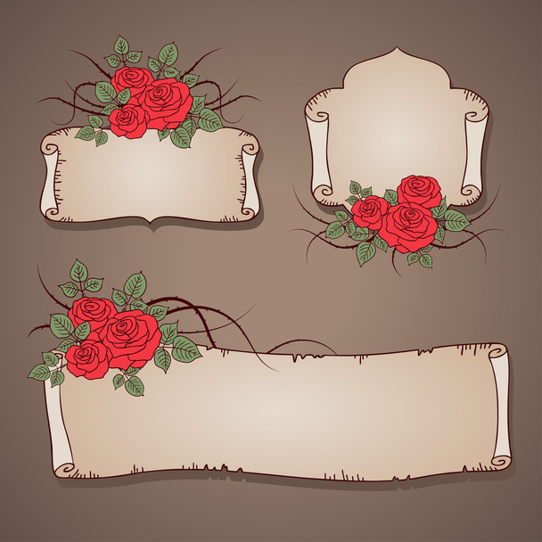 Vintage banners with wild roses - Vektor, kép