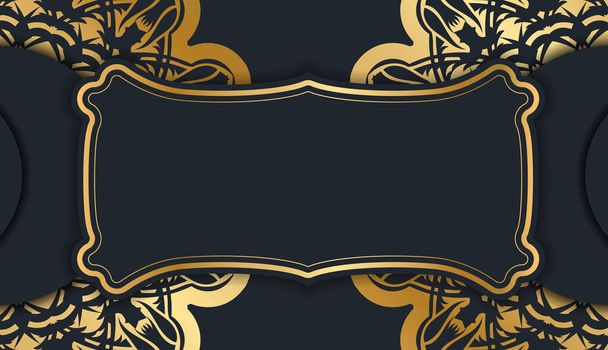 Black color brochure with abstract gold ornament for your congratulations. - Vector, afbeelding