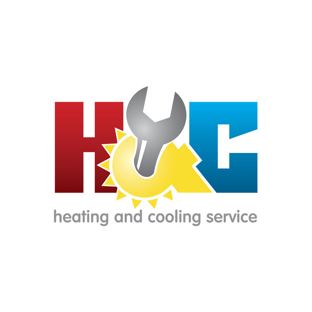 logo - verwarming en koeling van de dienst - Vector, afbeelding