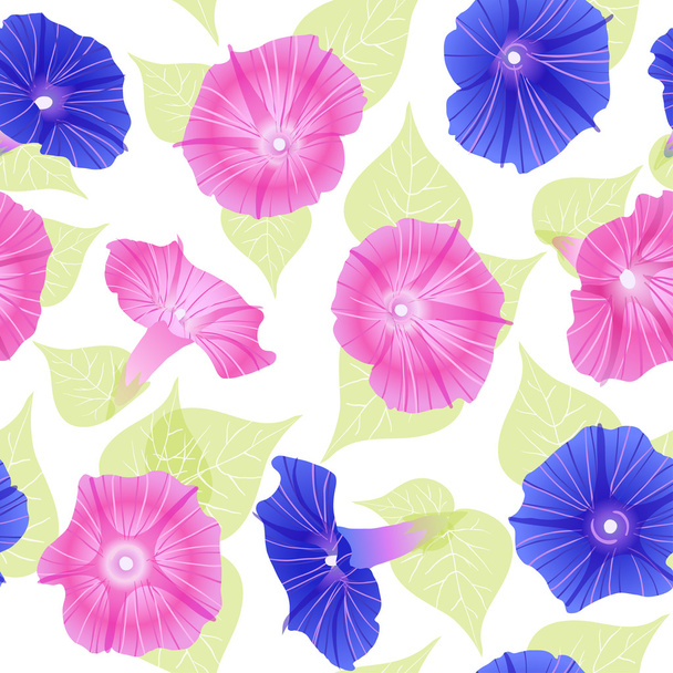 Pattern with pink and violet flowers (petunias) - Vektor, obrázek