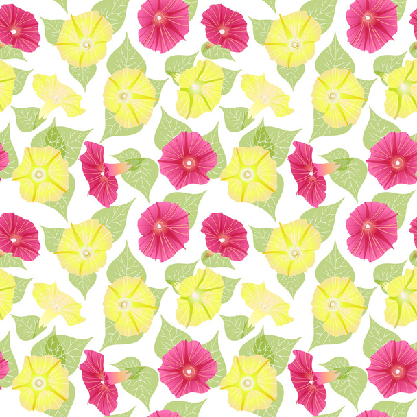 Pattern with pink and violet flowers (petunias) - Vector, Imagen
