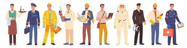 Man occupations and professions cartoon people set - Vector, Image