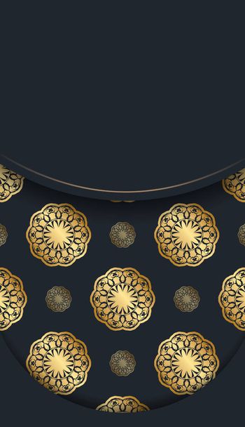 Greeting Brochure in black with Greek gold pattern for your brand. - Vektor, obrázek