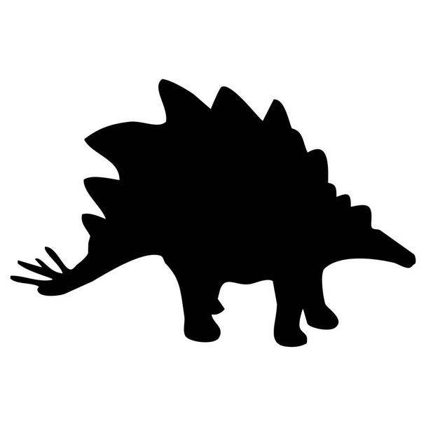 Vektorillustration eines Dinosauriers. Schwarze Silhouette auf weißem Hintergrund.  - Vektor, Bild