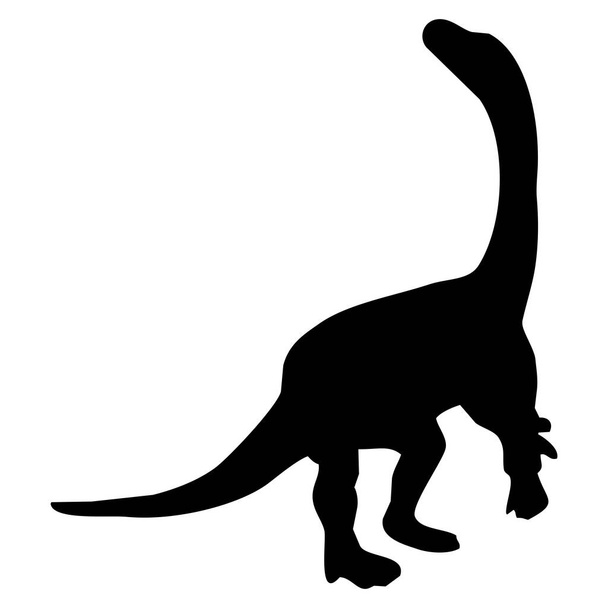 Векторная иллюстрация динозавра. Черный силуэт на белом фоне.  - Вектор,изображение