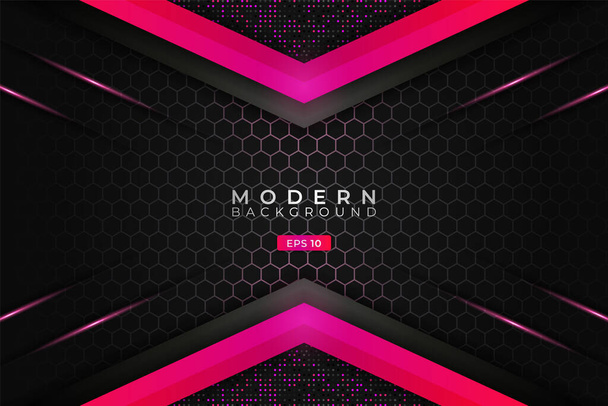 Fondo moderno Premium superpuesto tecnología hexagonal 3D brillante gradiente rosa metálico con brillo - Vector, Imagen